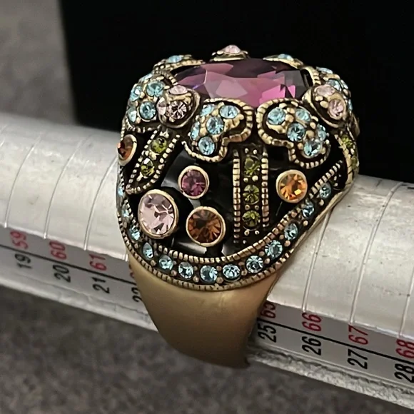 Heidi Daus Teardrop Amethyst Crystal Studded Statement Ring-10.5 - Picture 11 of 11